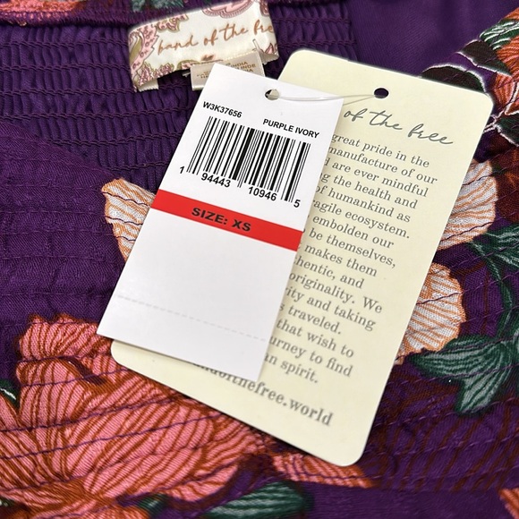 Band Of The Free AIMEE PURPLE FLORAL PUFF SLEEVE MINI DRESS Size XS NWT - Picture 13 of 13